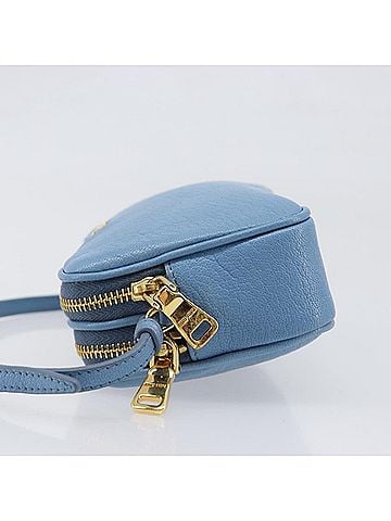 Miu Miu Double Zip Pochette Leather Blue Leather Clutche &amp; Pouche Bag (view 2)