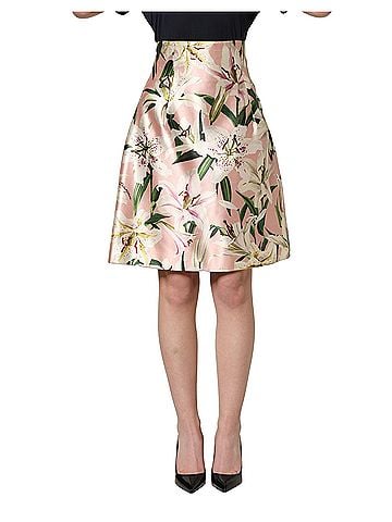 Dolce & Gabbana Pink Lilium High Waist Knee Length Women's Skirt (view 2)