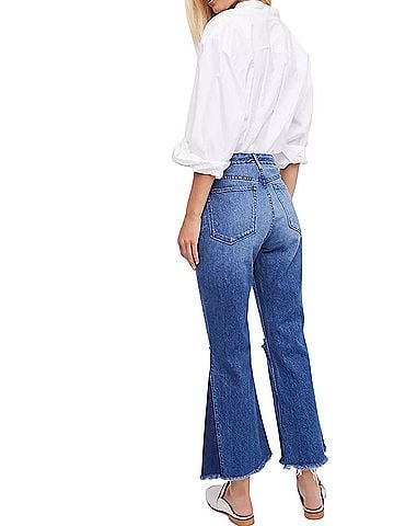 3x1 Higher Ground Gusset Vasto Blue Cropped Wide-Leg Two-Tone Jeans (view 2)