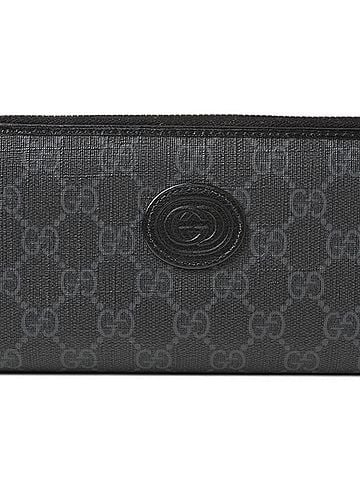 Gucci Gucci wallet 673003 Interlocking G GG Supreme long round gray black men's women's GUCCI (view 2)