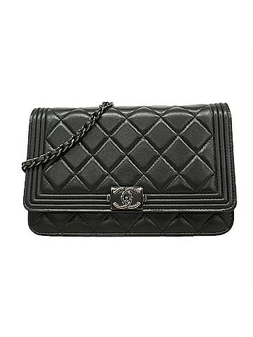 Chanel Chanel Wallet/Shoulder Wallet Boy Chain Shoulder Lambskin Black Women's (view 1)