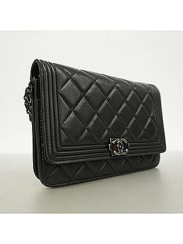 Chanel Chanel Wallet/Shoulder Wallet Boy Chain Shoulder Lambskin Black Women's (view 2)