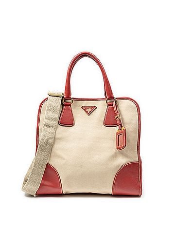 Prada Trimmed Canapa Satchel (view 1)