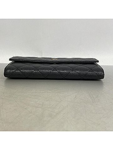Chanel Chanel long wallet, Matelassé caviar leather, black, women's. (view 2)