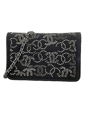 Chanel Chanel Wallet/Shoulder Wallet Chain Shoulder Canvas Black Women's (view 1)