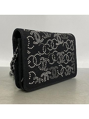 Chanel Chanel Wallet/Shoulder Wallet Chain Shoulder Canvas Black Women's (view 2)
