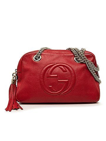 Gucci Gucci Interlocking G Soho Chain Shoulder Bag 308983 Red Leather Women's GUCCI (view 1)