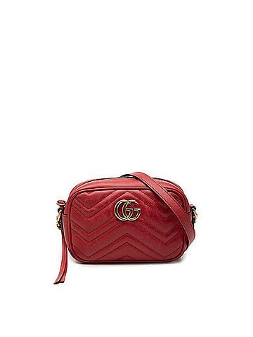 Gucci Gucci GG Marmont Quilted Crossbody Chain Shoulder Bag 448065 Red Leather Women's GUCCI (view 1)