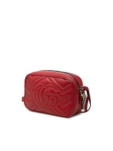 Gucci Gucci GG Marmont Quilted Crossbody Chain Shoulder Bag 448065 Red Leather Women's GUCCI (view 2)