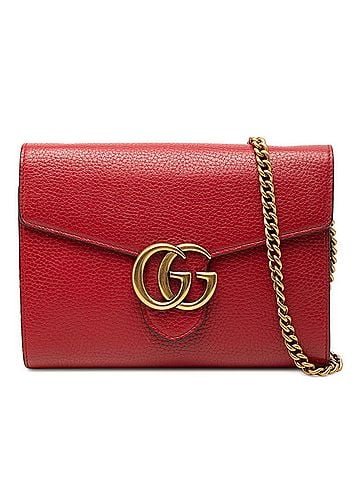 Gucci Gucci GG Marmont Crossbody Wallet Chain Shoulder Bag 401232 Red Leather Women's GUCCI (view 1)