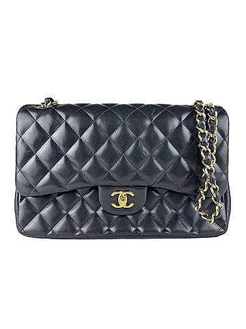 Chanel Chanel Matelassé Double Flap Shoulder Bag, Leather, Metal, Black &amp; Gold, Women's, z10867 (view 1)