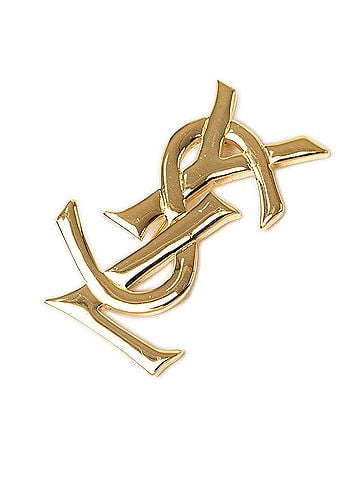Yves Saint Laurent Yves Saint Laurent Saint Laurent YSL logo brooch, gold plated, women's. (view 1)
