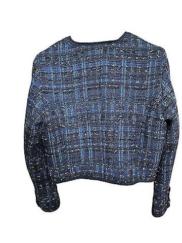Aqua Navy &amp; Gold Tweed Double-Button Jacket Jacket (view 2)
