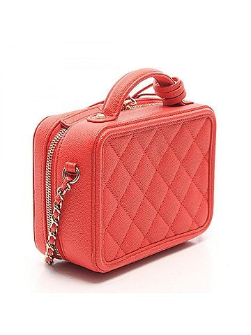 Chanel Chanel CC Figley Small Vanity Bag, 2-Way Shoulder Bag/Handbag, Caviar Skin (Grained Calfskin), Women's, Red, A93342 (view 2)