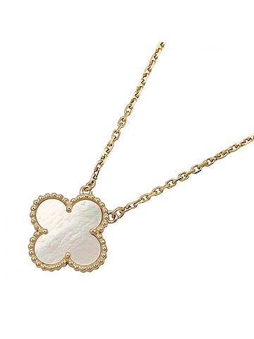 Van Cleef & Arpels Van Cleef &amp; Arpels Vintage Alhambra Mother-of-Pearl Necklace, 18K (Yellow Gold), Mother-of-Pearl, Women's, White/Gold Tone, VCARA45900 (view 1)