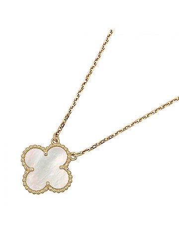 Van Cleef & Arpels Van Cleef &amp; Arpels Vintage Alhambra Mother-of-Pearl Necklace, 18K (Yellow Gold), Mother-of-Pearl, Women's, White/Gold Tone, VCARA45900 (view 1)