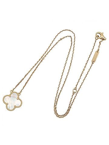 Van Cleef & Arpels Van Cleef &amp; Arpels Vintage Alhambra Mother-of-Pearl Necklace, 18K (Yellow Gold), Mother-of-Pearl, Women's, White/Gold Tone, VCARA45900 (view 2)