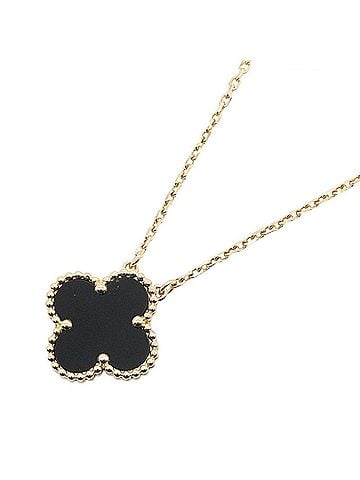 Van Cleef & Arpels Van Cleef &amp; Arpels Vintage Alhambra Onyx Necklace, 18K (Yellow Gold), Onyx, Women's, Gold/Black, VCARA45800 (view 1)