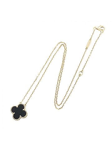 Van Cleef & Arpels Van Cleef &amp; Arpels Vintage Alhambra Onyx Necklace, 18K (Yellow Gold), Onyx, Women's, Gold/Black, VCARA45800 (view 2)