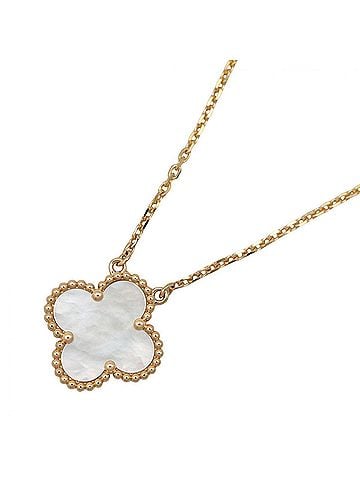 Van Cleef & Arpels Van Cleef &amp; Arpels Vintage Alhambra Mother-of-Pearl Necklace, 18K (Yellow Gold), Mother-of-Pearl, Women's, White/Gold Tone, VCARA45900 (view 1)