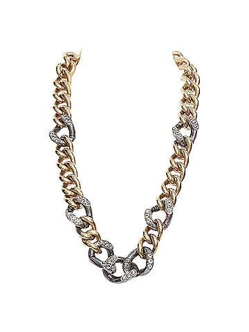 Lanvin Lanvin Gold Bronze Crystal Curb Necklace (view 1)