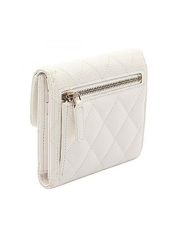 Chanel Chanel Matelassé Tri-fold Wallet, Caviar Leather (Grained Calfskin), Women's, White (view 2)