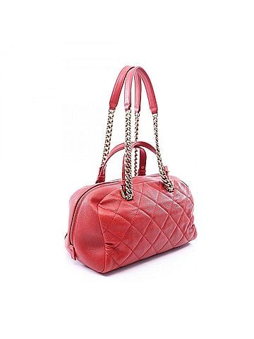 Chanel Chanel Matelassé Bowling Bag, Shoulder Handbag, Caviar Leather (Grained Calfskin), Women's, Red (view 2)