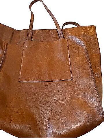 Scully Tan Leather Tote Bag with Front Pocket Tote (view 1)