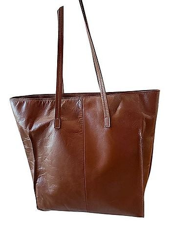 Scully Tan Leather Tote Bag with Front Pocket Tote (view 2)