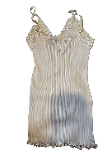 BCBGMAXAZRIA Ivory Ribbed Lace-Trim Cami Tank Top (view 2)