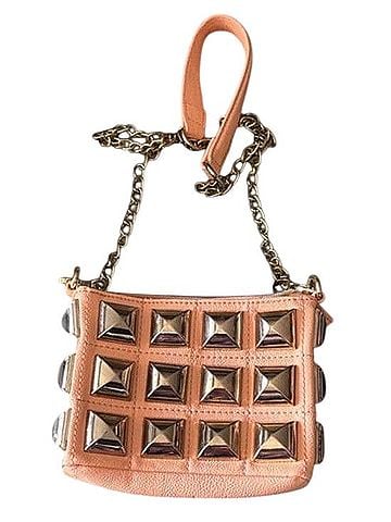 Betsey Johnson Peach Crossbody With Gold Pyramid Studs And Chain Strap Crossbody Bag (view 1)