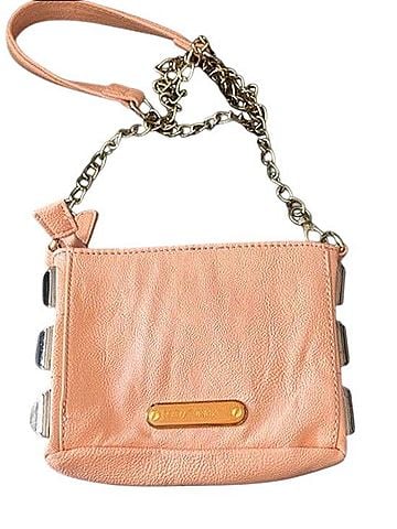 Betsey Johnson Peach Crossbody With Gold Pyramid Studs And Chain Strap Crossbody Bag (view 2)
