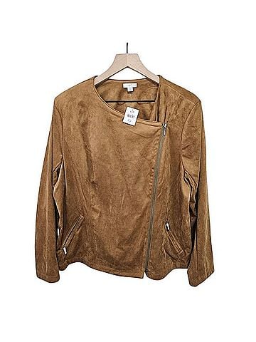 SIGRID OLSEN for J. JILL Faux Suede Asymmetric Zip Moto Jacket Jacket (view 1)