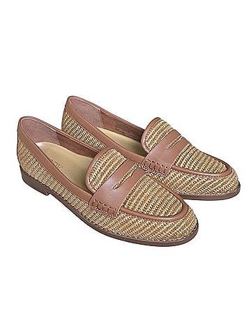 J.Crew Factory Woven Raffia Penny Loafers Flats (view 1)