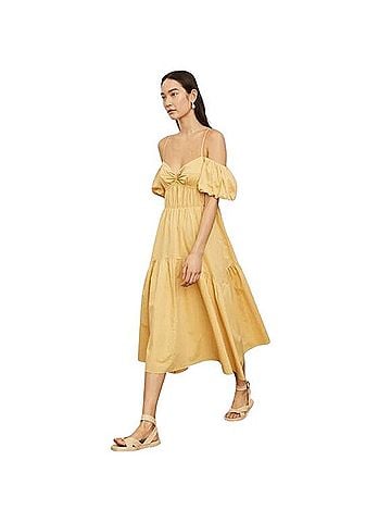 Vince. Draped Puff Sleeve Tiered Dress Casual Dress (view 1)