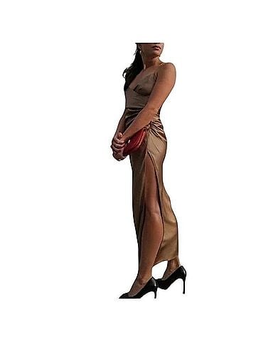 The Sei Strappy Gathered Silk Gown Cocktail Dress (view 1)