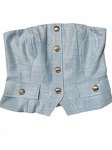 Generation Love Ellery Chambray Bustier Top in Blue (view 1)