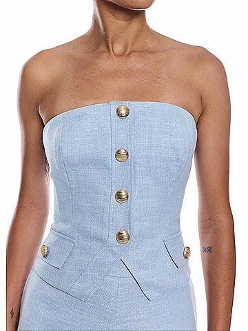 Generation Love Ellery Chambray Bustier Top in Blue (view 2)