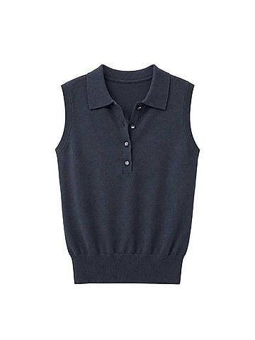 Lilla P Sleeveless Polo Sweater Tank in Navy (view 1)
