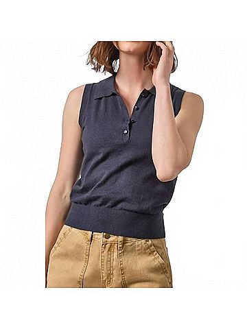 Lilla P Sleeveless Polo Sweater Tank in Navy (view 2)