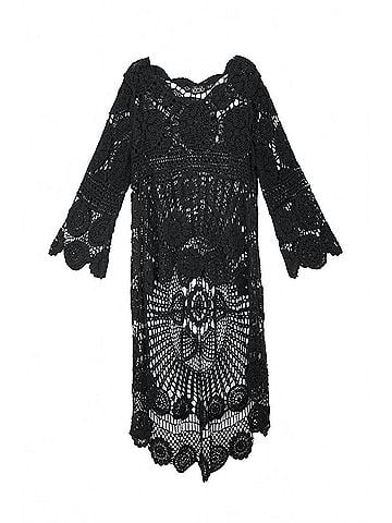 Saachi High-Low Crochet Cover-Up Dress in Black (view 1)