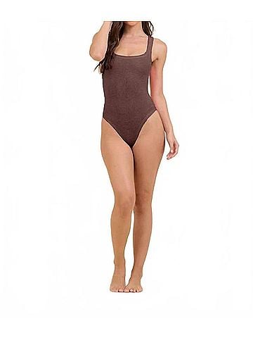 Surf Gypsy Beach Krinkle One Piece in Cocoa Brown (view 2)