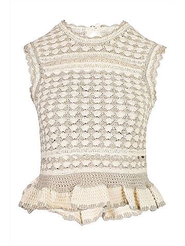 Zimmermann Wanderlust Crochet Tank in Metallic Gold / Cream (view 1)