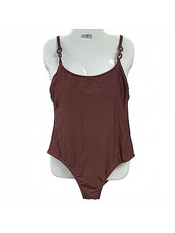 Kona Sol Solid Padded Bra One Piece Swim Suit in Chocolate (view 1)