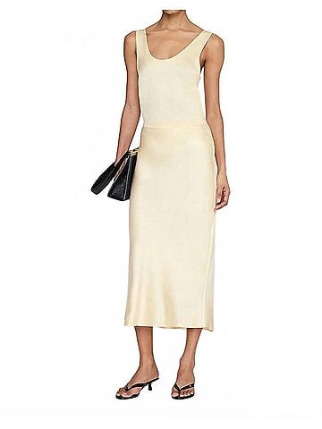 Anine Bing Bar Silk Skirt in Butter Yellow (view 2)