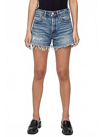 MOUSSY Denim Mid High Rise Shorts in Herricks (view 2)