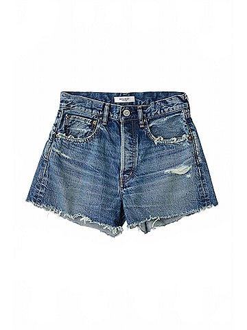 MOUSSY Manhasset Mid High Rise Shorts in Blue (view 1)