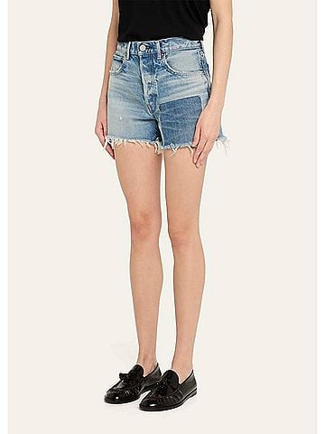 MOUSSY Cheswold Denim Shorts in Blue (view 2)