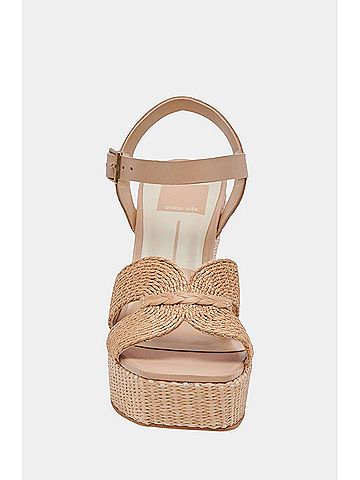 Dolce Vita Women's Cale Ankle Strap Slingback Platform Sandals in Light Natural Raffia (view 2)