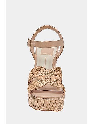Dolce Vita Women's Cale Ankle Strap Slingback Platform Sandals in Light Natural Raffia (view 2)